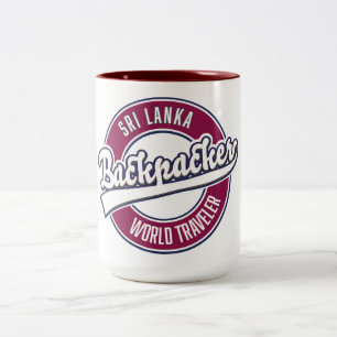 Sir backpacker world traveller retro logo Two-Tone coffee mug