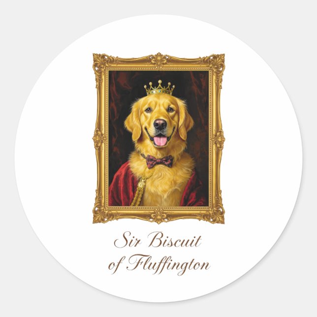 Sir Biscuit of Fluffington Classic Round Sticker (Front)