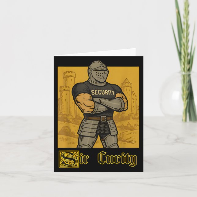 Sir Curity Funny Security Pun Knight Mediaeval Mem Card (Front)