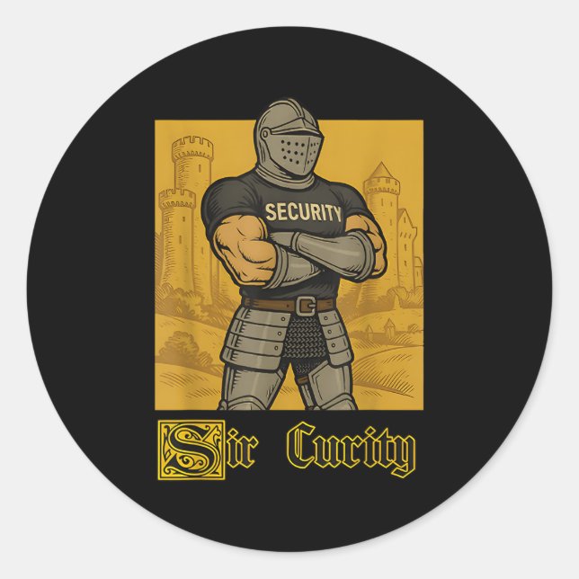 Sir Curity Funny Security Pun Knight Mediaeval Mem Classic Round Sticker (Front)