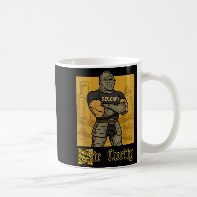 Sir Curity Funny Security Pun Knight Mediaeval Mem Coffee Mug (Right)