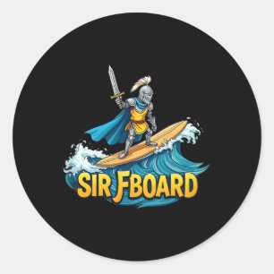 Sir Fboard Medieval Knight Surfing Fantasy Classic Round Sticker