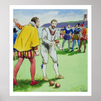 Sir Francis Drake (1540/3-96) playing bowls, from