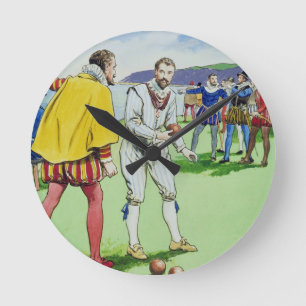 Sir Francis Drake (1540/3-96) playing bowls, from Round Clock