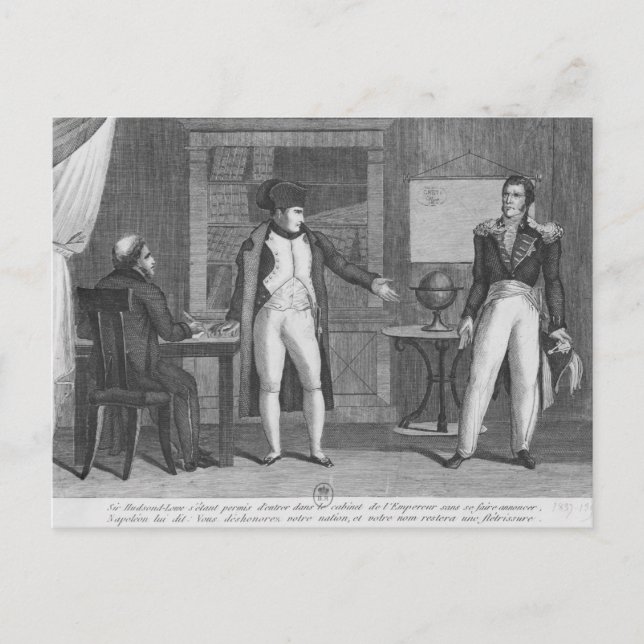 Sir Hudson Lowe comming in the study of Napoleon Postcard (Front)