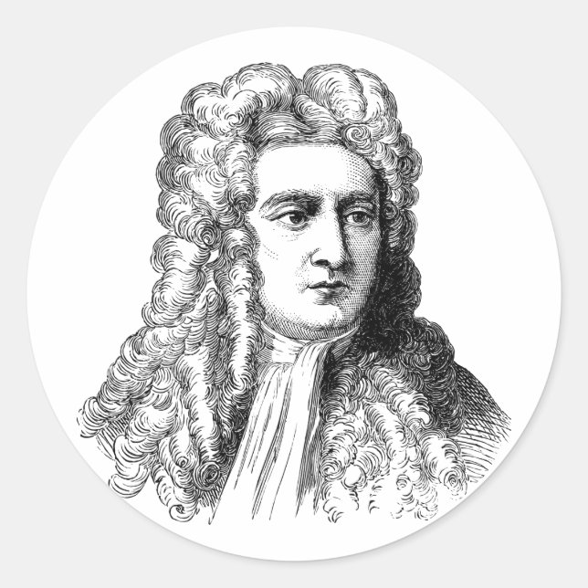 Sir Isaac Newton Famous Scientist math physics Classic Round Sticker (Front)