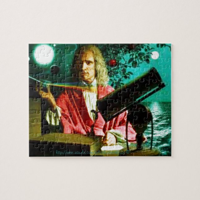 "Sir Isaac Newton surrounded by symbols" Jigsaw Puzzle (Horizontal)