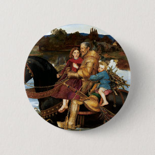 Sir Isumbras at the Ford c. 1857 by John Millais 6 Cm Round Badge