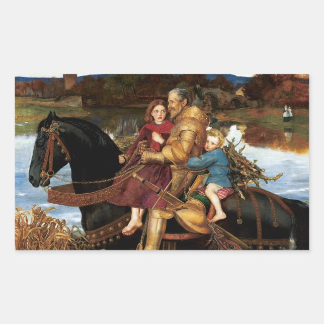 Sir Isumbras at the Ford c. 1857 by John Millais Rectangular Sticker (Front)