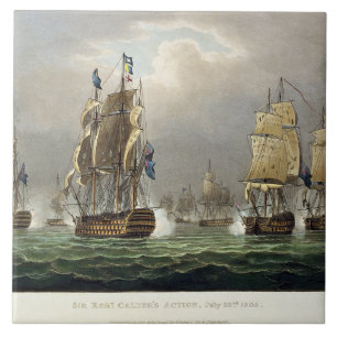 Sir Robert Calder's Action, July 22nd 1805, engrav Ceramic Tile