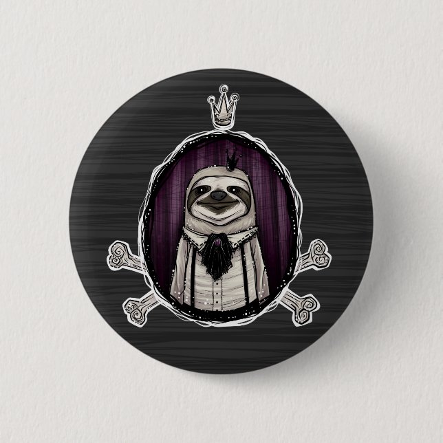 _sir slothington 6 cm round badge (Front)