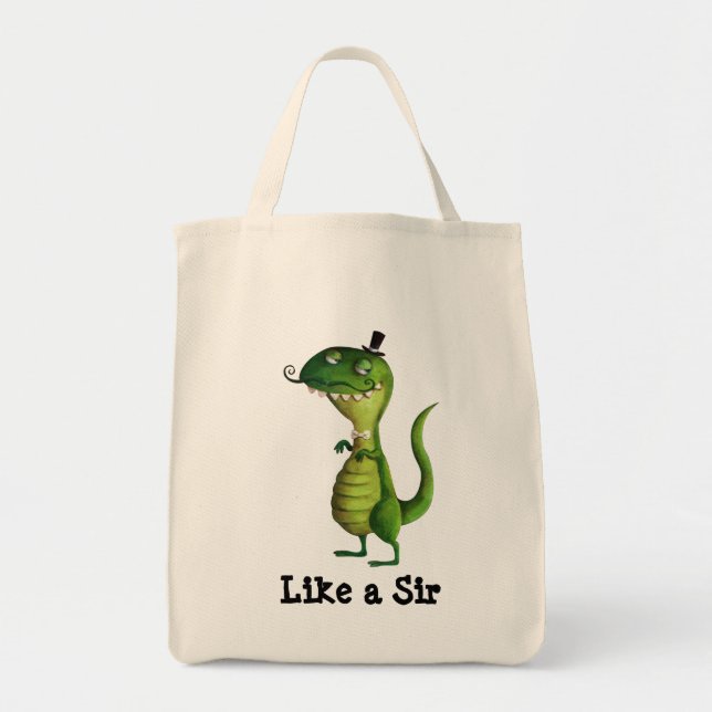 Sir T-rex with Moustaches Tote Bag (Front)