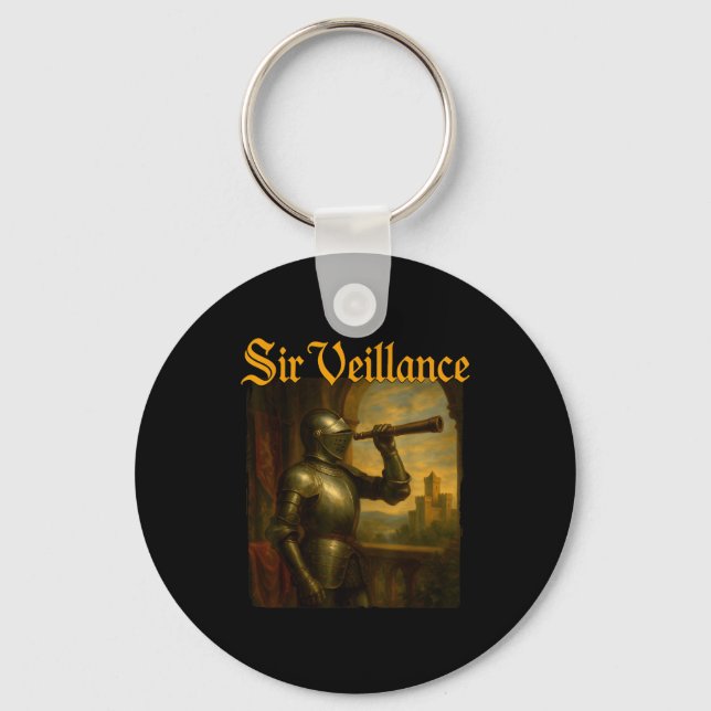 Sir Veillance Funny Meme Mediaeval Knight Pun  Key Ring (Front)
