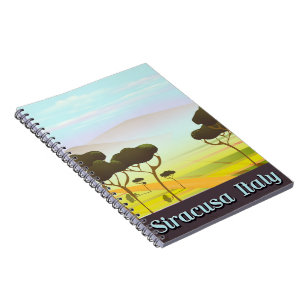 Siracusa Italy landscape travel poster. Notebook