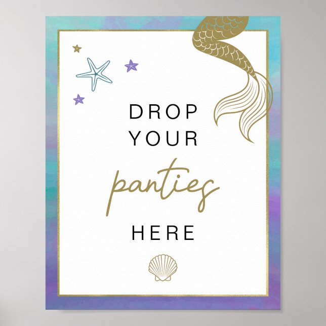 SIREN Beach Mermaid Bachelorette Panty Drop Game Poster (Front)