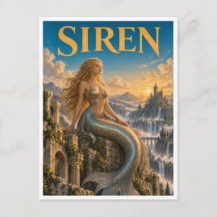 Siren, Gothic Fantasy Monster Postcard