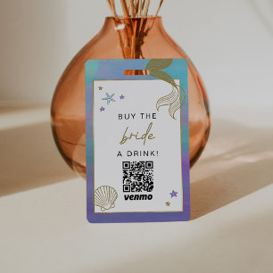 SIREN Mermaid Ocean Buy the Bride a Drink QR Code ID Badge