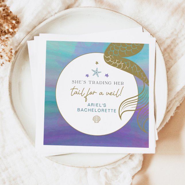  SIREN Mermaid Tail for a Veil Bachelorette Ocean Napkin (Creator Uploaded)