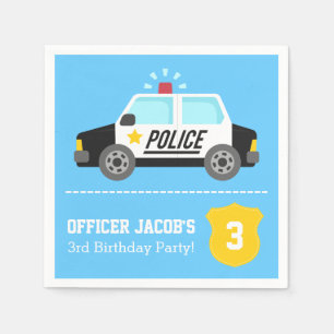 Siren Police Car Kids Birthday Party Napkin