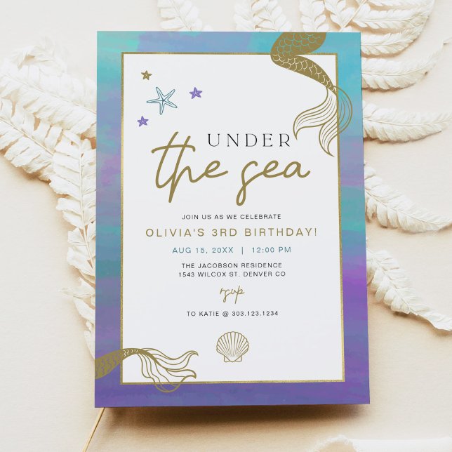 SIREN Purple Gold Mermaid Beach Girl Birthday (Creator Uploaded)