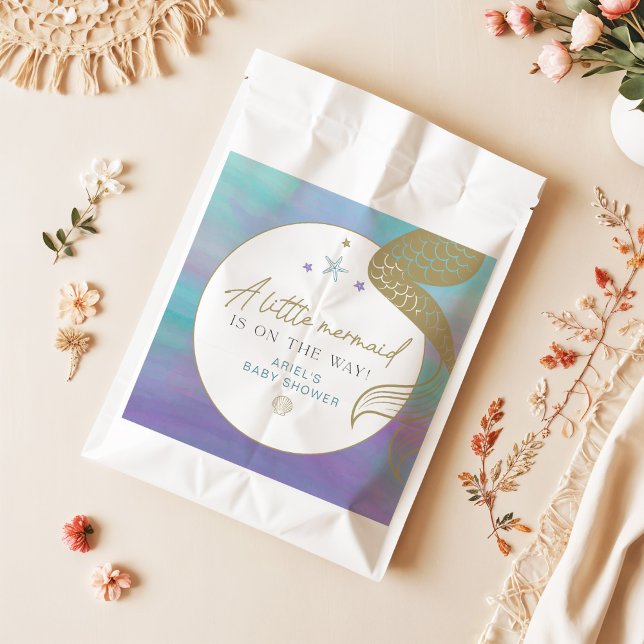 SIREN Purple Gold Mermaid Ocean Sea Baby Shower Favour Bag (Creator Uploaded)