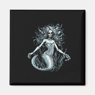 Siren Skeleton Mermaid Skull Tee Women Men Kids Bo Magnet