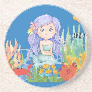 sirena Beautiful PURPLE HAIR mermaid playing in th Coaster