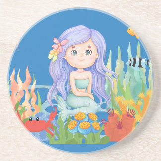 sirena Beautiful PURPLE HAIR mermaid playing in th Coaster