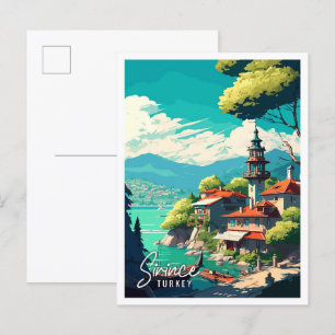 Sirince Turkey vintage travel illustration Postcard