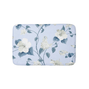 Siringa, hibiscus flowers, fabric pattern. bath mat