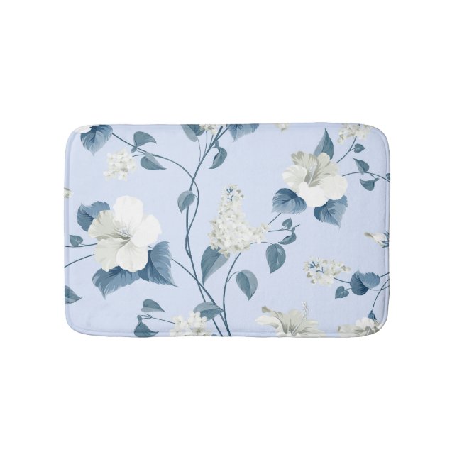 Siringa, hibiscus flowers, fabric pattern. bath mat (Front)