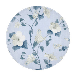 Siringa, hibiscus flowers, fabric pattern. cutting board