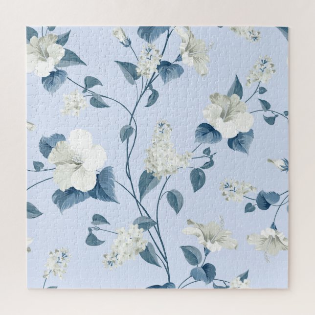 Siringa, hibiscus flowers, fabric pattern. jigsaw puzzle (Vertical)