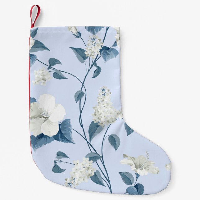 Siringa, hibiscus flowers, fabric pattern. small christmas stocking (Front)