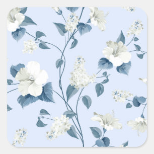 Siringa, hibiscus flowers, fabric pattern. square sticker