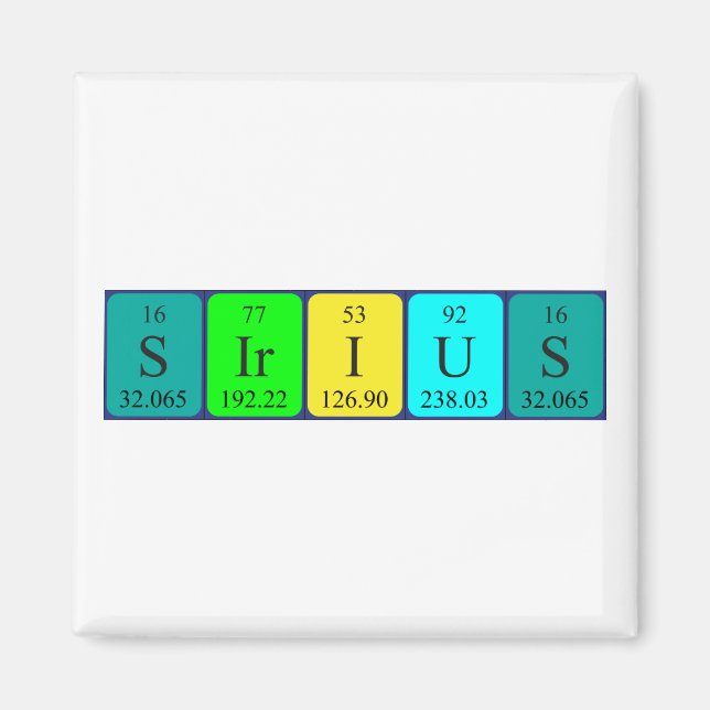 Sirius periodic table name magnet 2 (Front)