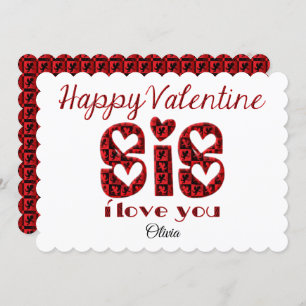 Sis I Love You Cute Cupid Typography Valentine Holiday Card