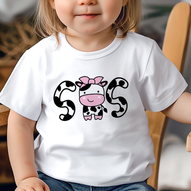 Sis Sister Girl Cow T-Shirt Kid Birthday T-Shirt (Creator Uploaded)