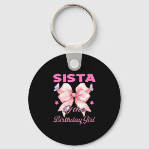 Sista birthday girl matching coquette pink bow key ring