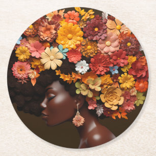 Sista Black Queen Melanin Woman Black Girl Magic Round Paper Coaster