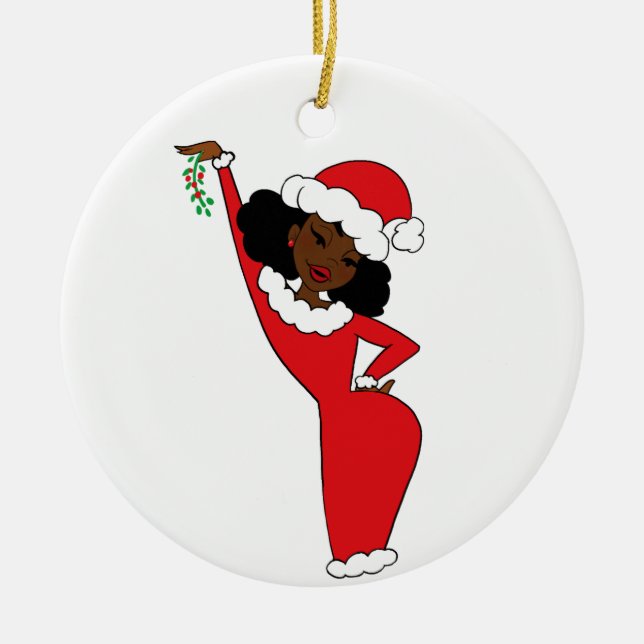 Sista Claus Chocolate Ceramic Ornament (Front)