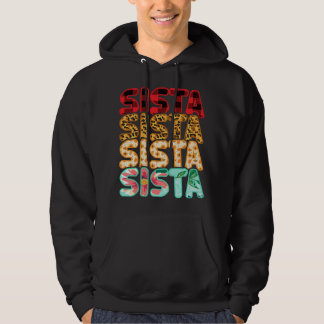 Sista Sister Leopard Red Plaid Sunflower Family Ma Hoodie