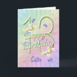 Sister 13th Birthday Butterfly Garden Card<br><div class="desc">A rainbow of colours,  pink flowers and lavender butterflies fills this girls 13th Happy Birthday card with joy for Sister.  Front name and inside verse may be personalised using the template provided.  Original design by Anura Design Studio.</div>