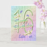 Sister 16th Birthday Butterfly Garden Card<br><div class="desc">A rainbow of colours, pink flowers and lavender butterflies fills this girls 16th Happy Birthday card with joy for sister. Front name and inside verse may be personalised using the template provided. You may also enjoy the matching gifts and other products available in my store. Original design by Anura Design...</div>