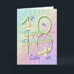 Sister 18th Birthday Butterfly Garden Card<br><div class="desc">A rainbow of colours, pink flowers and lavender butterflies fills this girls 18th Happy Birthday card with joy for sister. Front name and inside verse may be personalised using the template provided. You may also enjoy the matching gifts and other products available in my store. Original design by Anura Design...</div>