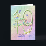 Sister 19th Birthday Butterfly Garden Card<br><div class="desc">A rainbow of colours, pink flowers and lavender butterflies fills this girls 19th Happy Birthday card with joy for sister. Front name and inside verse may be personalised using the template provided. You may also enjoy the matching gifts and other products available in my store. Original design by Anura Design...</div>