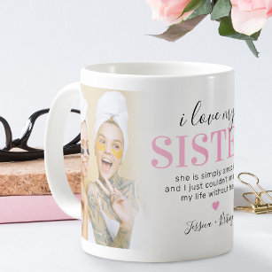 Sister 2 Photo Gift   Pink Sisters Quote Magic Mug