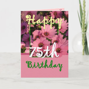 SISTER - 75th Birthday with Pink Daisy Flowers Card