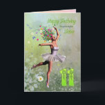Sister age 11, flower fairy birthday card<br><div class="desc">A beautiful ballerina flower fairy dancing on a birthday card for a Sister.</div>