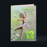 Sister age 12, flower fairy birthday card<br><div class="desc">A beautiful ballerina flower fairy dancing on a birthday card for a Sister.</div>